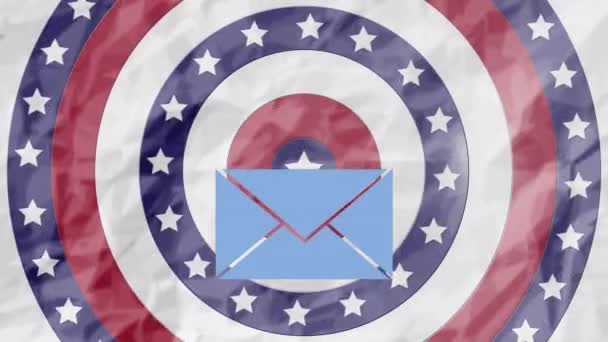 Animation Envelope Digital Icon American Flag Stars Coloured Circles Global — Stock Video