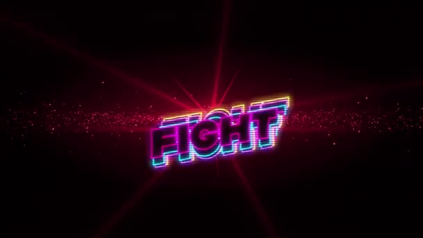 Animación Texto Lucha Colores Sobre Luces Rojas Sobre Fondo Negro — Vídeo de stock