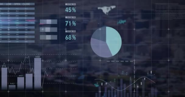 Animation Data Processing Landscape Global Connections Digital Interface Technology Concept — Stock Video