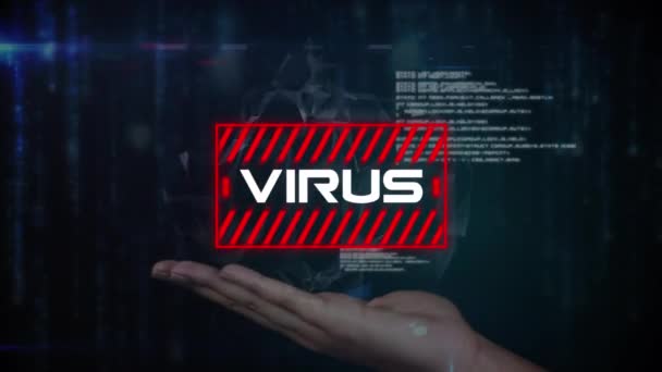 Animatie Van Viruswaarschuwingsteksten Verbindingen Aardbol Global Covid Pandemisch Concept Digitaal — Stockvideo