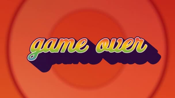 Анимация Игры Над Текстом Красочными Буквами Красном Фоне Социальные Медиа — стоковое видео