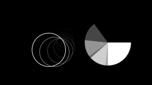 在黑色背景上移动的圆形和形状的动画 全球社交媒体 通信和技术概念 — 图库视频影像