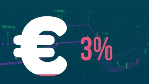 Animatie Van Euroteken Percentage Dat Zich Vult Met Roze Financiële — Stockvideo