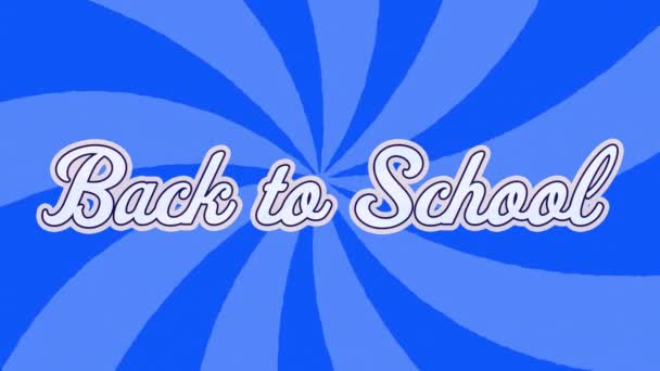 Animatie Van Terug Naar School Tekst Witte Letters Blauwe Achtergrond — Stockvideo