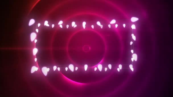 Animatie Van Kerstversiering Feeënlichtjes Met Kopieerruimte Roze Cirkels Kerstmis Traditie — Stockvideo