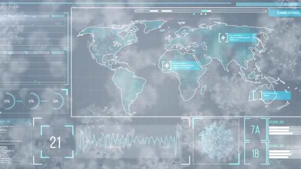 Animation Cellule Covid Sur Carte Monde Statistique Traitement Des Données — Video