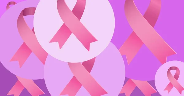 보라색 배경에 배치되어 유방암 캠페인은 디지털로 만들어 이미지 개념이다 — 스톡 사진