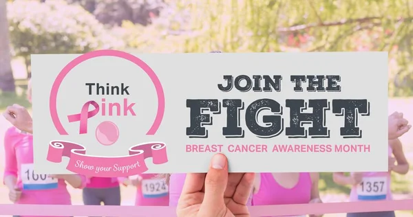 Komposisi Logo Merah Muda Dan Teks Kanker Payudara Dengan Beragam — Stok Foto
