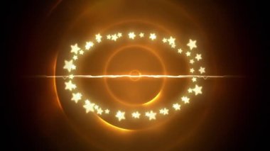 Portakal halkalarının üzerinde fotokopi alanı olan noel süsleme peri ışıklarının animasyonu. Noel, gelenek ve kutlama konsepti dijital olarak oluşturuldu.