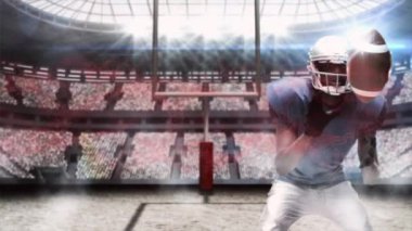 Stadyumdaki rugby oyuncusunun üzerindeki ışıkların animasyonu. spor ve yarışma konsepti dijital olarak oluşturulmuş görüntü.