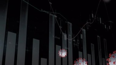 İstatistik ve veri işleme üzerine covid 19 hücrenin animasyonu. küresel covid 19 salgın konsepti dijital olarak oluşturulmuş video.