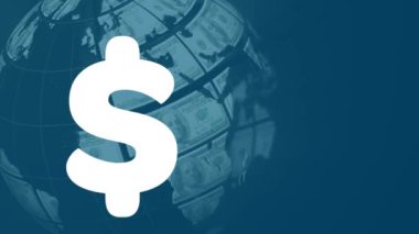 Finansal veri işleme üzerine dolar işareti animasyonu. küresel finans, iş ve dijital arayüz kavramı dijital olarak oluşturulmuş video.