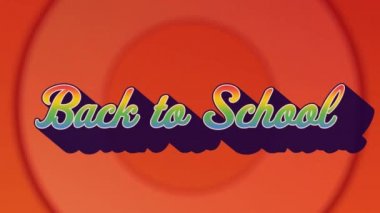 Kırmızı arkaplanda renkli harflerle okula dönüş metninin animasyonu. eğitim ve öğrenme kavramı dijital olarak oluşturulmuş video.