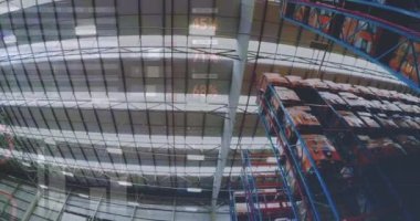 Arka plandaki depoya karşı istatistiksel veri işlemenin dijital bileşimi. lojistik ve ulaşım sektörü kavramı