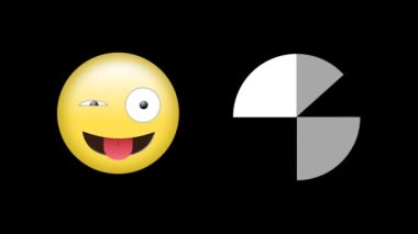Siyah arkaplanda hareket eden emoji simgesinin animasyonu. küresel sosyal medya, bağlantılar, iletişim ve teknoloji konsepti dijital olarak oluşturulmuş video.