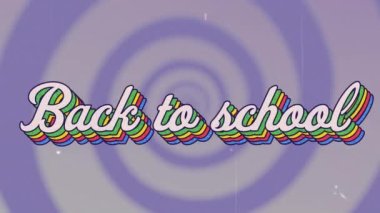 Mavi arkaplanda renkli harflerle okula dönüş metninin animasyonu. eğitim ve öğrenme kavramı dijital olarak oluşturulmuş video.