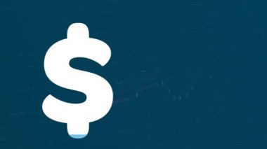Finansal veri işleme üzerine dolar işareti animasyonu. küresel finans, iş ve dijital arayüz kavramı dijital olarak oluşturulmuş video.