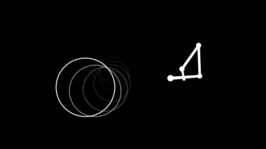 Siyah arka planda hareket eden çember ve şekil animasyonu. küresel sosyal medya, bağlantılar, iletişim ve teknoloji konsepti dijital olarak oluşturulmuş video.