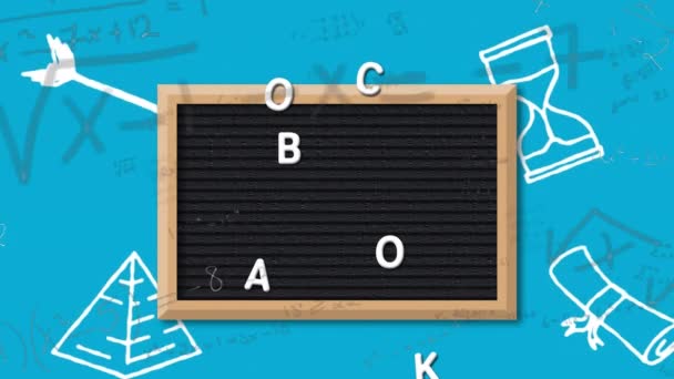 Animation Back School Text School Items Icons Εκπαίδευση Και Μάθηση — Αρχείο Βίντεο