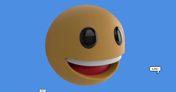 Animation Smiling Emoji Icon Lol Text Blue Background Global Social — 비디오