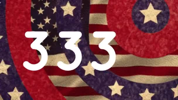 Animazione Numeri Che Crescono Stelle Bandiera Americana Colorati Cerchi Social — Video Stock