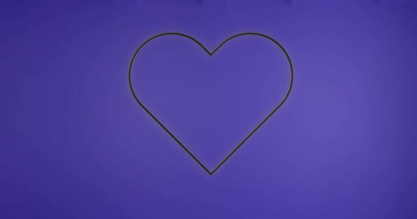 Animazione Icona Del Cuore Neon Sfondo Viola Social Media Connessioni — Video Stock