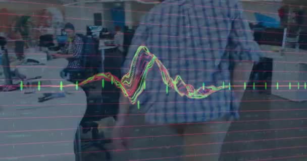 Animace Zpracování Finančních Údajů Nad Podnikateli Kteří Pracují Úřadu Globální — Stock video
