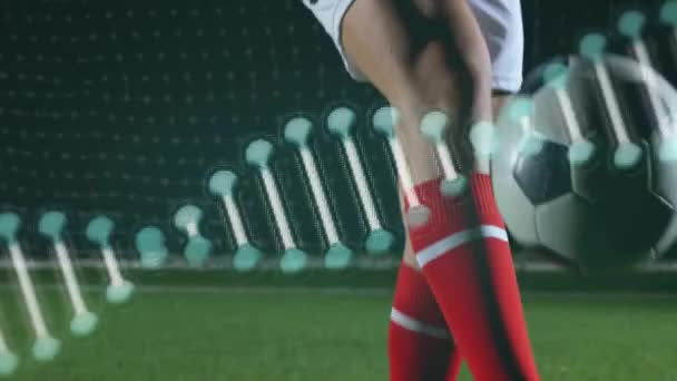 Stadyumdaki Futbolcuların Üzerinde Dna Izleri Var Spor Yarışma Konsepti Dijital — Stok video