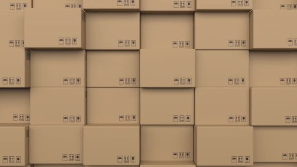 Animatie Van Meerdere Kartonnen Dozen Global Shipping Delivery Concept Digitaal — Stockvideo