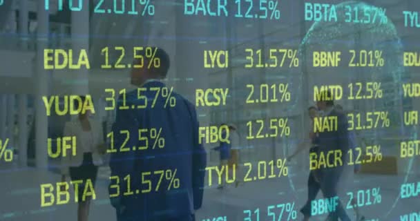 Animazione Del Trattamento Dei Dati Finanziari Uomini Affari Che Lavorano — Video Stock