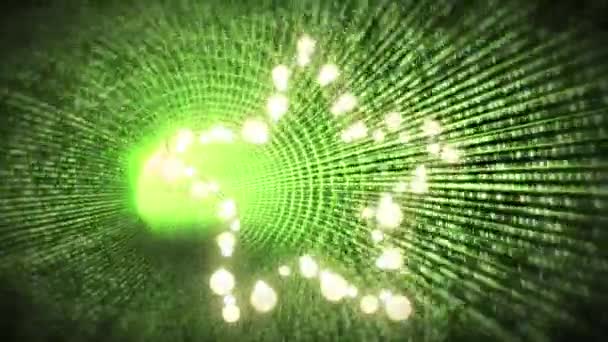 Animation Von Weihnachtsbeleuchtung Mit Kopierraum Über Einem Grün Leuchtenden Tunnel — Stockvideo