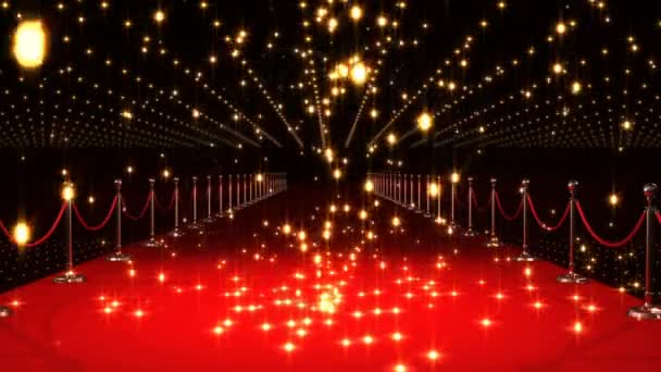 Kırmızı Halı Mekânına Düşen Alev Toplarının Canlandırması Eğlence Ödül Töreni — Stok video