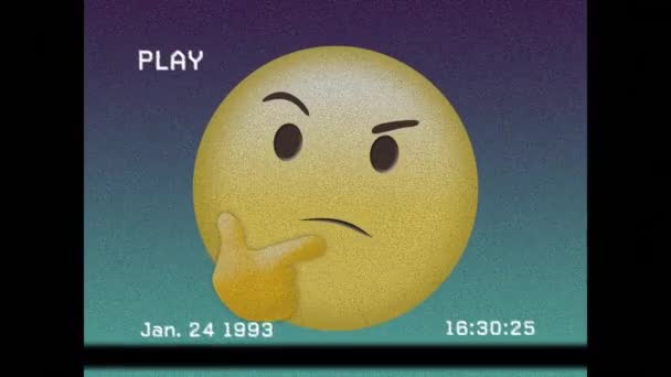 Animacja Odtwarzania Interfejsu Cyfrowego Ikony Emoji Zakresem Ekranie Usterką Globalne — Wideo stockowe