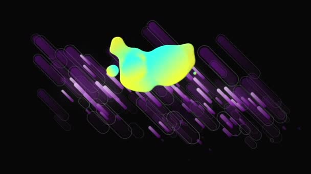 Animation Glühender Kleckse Über Violetten Lichtschildern Auf Schwarzem Hintergrund Farbe — Stockvideo