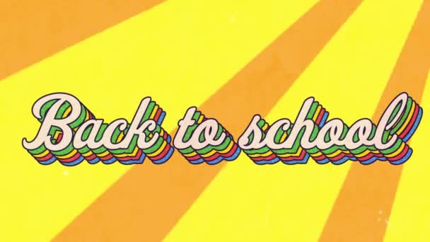 Animação Volta Texto Escola Letras Coloridas Sobre Fundo Amarelo Conceito — Vídeo de Stock