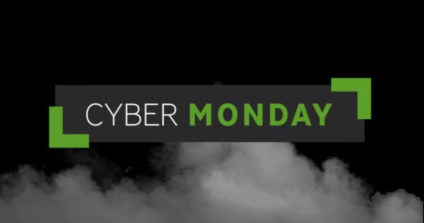 Digitale Animation Des Cyber Monday Textbanners Gegen Den Rauch Effekt — Stockvideo