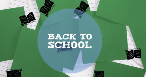 Beyaz Arka Planda Hareket Eden Okul Metinleri Okul Ögeleri Simgelerinin — Stok video