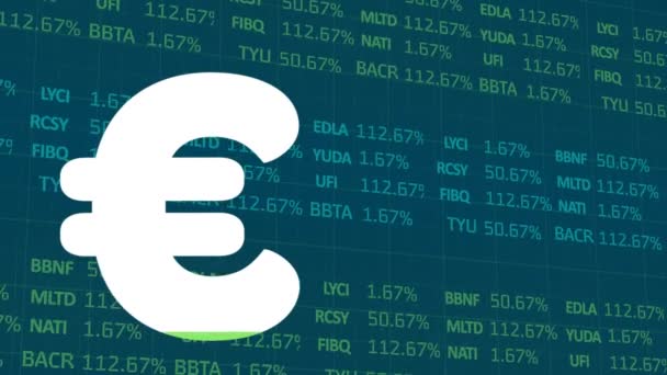 Animatie Van Het Euroteken Verwerking Van Financiële Gegevens Mondiaal Financieel — Stockvideo