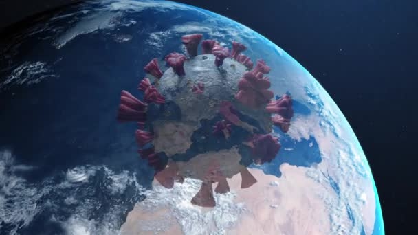 Animation Cellule Covid Sur Globe Global Covid Pandémie Concept Numérique — Video