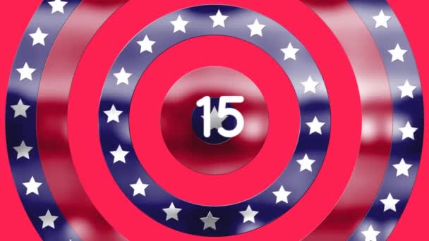 Animation Numbers Growing American Flag Stars Coloured Circles Global Social — Stock Video