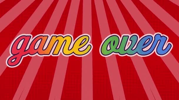 Animation Game Text Colourful Letters Red Background Social Media Communication — Stock Video