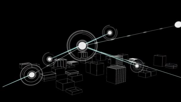 Animazione Reti Connessioni Con Icone Disegno Città Che Gira Sfondo — Video Stock