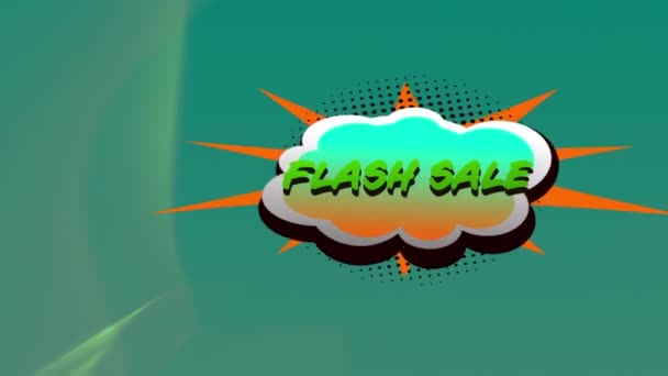 Flash Értékesítési Szöveg Retro Beszéd Buborék Ellen Digitális Hullámok Zöld — Stock videók