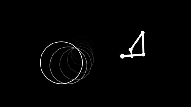 黒を背景に円や形が動くアニメーション グローバルソーシャルメディア接続通信技術の概念デジタルで生成されたビデオ — ストック動画