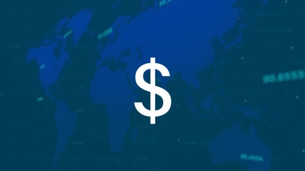 Animação Sinal Dólar Sobre Processamento Dados Financeiros Conceito Global Finanças — Vídeo de Stock
