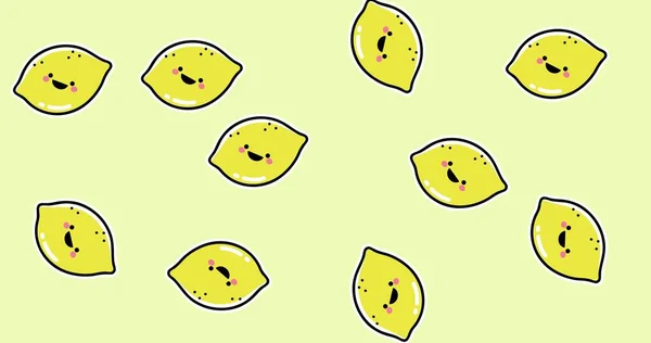 Složení Více Usměvavých Citronů Letní Ovocný Barevný Koncept Digitálně Generovaný — Stock fotografie