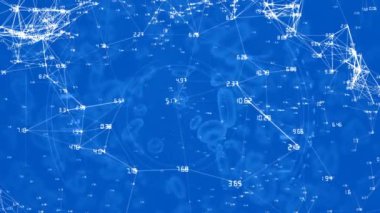 Dünya üzerinde bağlantıları olan 19 hücrenin animasyonu. küresel covid 19 salgın konsepti dijital olarak oluşturulmuş video.