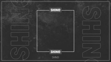 Animation of white text shine, with central white frame and blank space on grey background. digital interface and social media messaging concept digitally generated video.