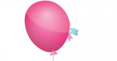 Pembe kurdele logosu ve göğüs kanseri metninin üzerinde uçan pembe balonun animasyonu. Göğüs kanseri pozitif farkındalık kampanyası konsepti dijital olarak üretildi.