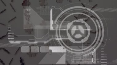 İş adamı tokalaşması üzerine istatistik ve veri işleme animasyonu. küresel iş, başarı, bağlantılar ve dijital arayüz konsepti dijital olarak oluşturulmuş video.